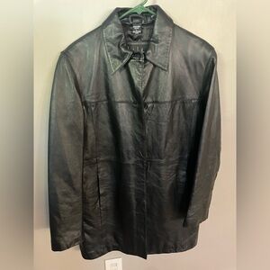 Nicole Miller 100% Genuine Leather Black Jacket